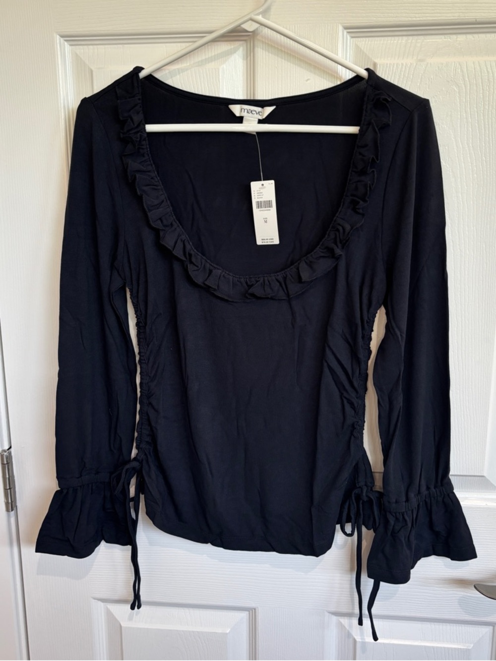 Maeve Long-Sleeve Scoop-Neck Ruched Top - Picture 3 of 6